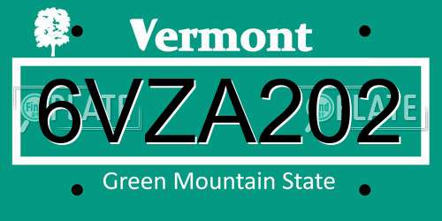 6VZA202 Vermont License Plate