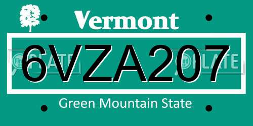 6VZA207 Vermont License Plate