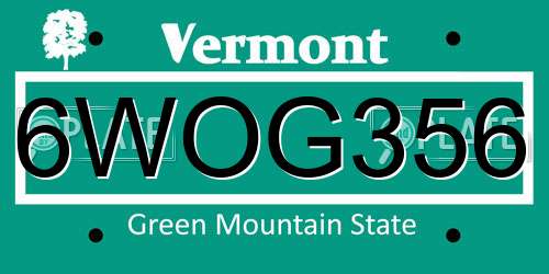 6WOG356 Vermont License Plate