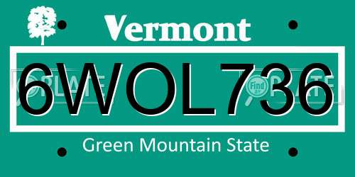 6WOL736 Vermont License Plate