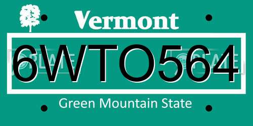 6WTO564 Vermont License Plate