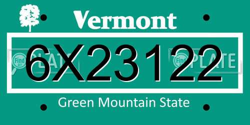6X23122 Vermont License Plate