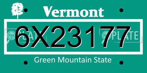 6X23177 Vermont License Plate