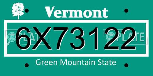 6X73122 Vermont License Plate