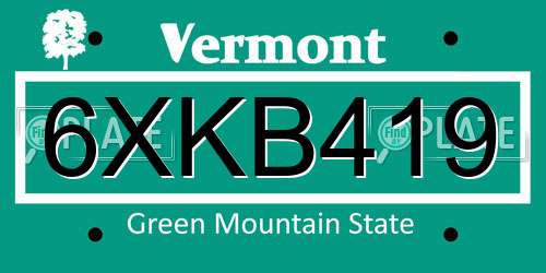 6XKB419 Vermont License Plate