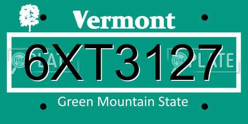 6XT3127 Vermont License Plate
