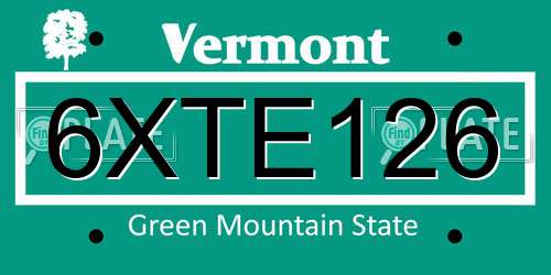 6XTE126 Vermont License Plate