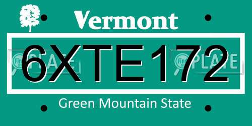 6XTE172 Vermont License Plate