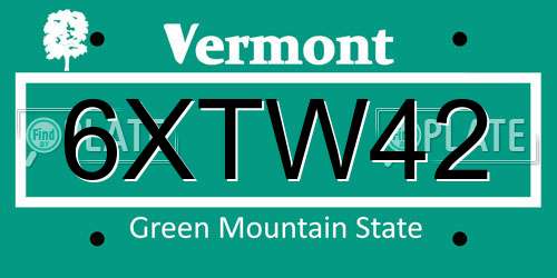 6XTW42 Vermont License Plate