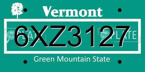 6XZ3127 Vermont License Plate