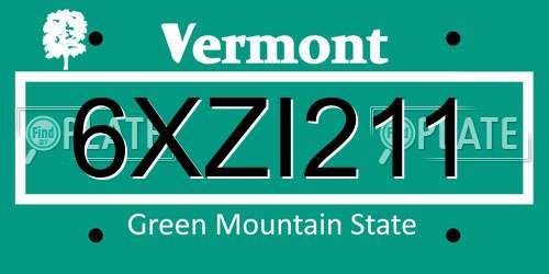 6XZI211 Vermont License Plate