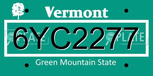 6YC2277 Vermont License Plate