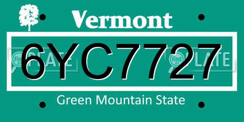 6YC7727 Vermont License Plate