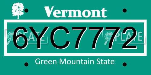 6YC7772 Vermont License Plate