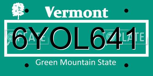 6YOL641 Vermont License Plate