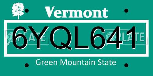6YQL641 Vermont License Plate