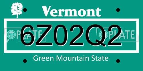 6Z02Q2 Vermont License Plate