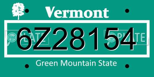 6Z28154 Vermont License Plate