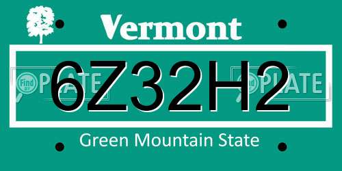 6Z32H2 Vermont License Plate