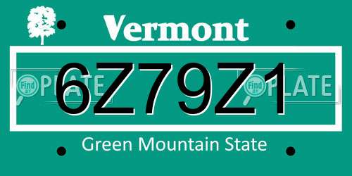 6Z79Z1 Vermont License Plate