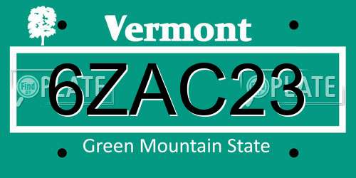 6ZAC23 Vermont License Plate