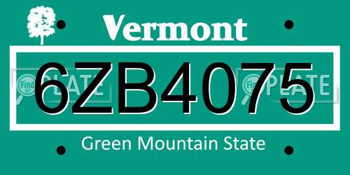 6ZB4075 Vermont License Plate