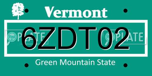 6ZDT02 Vermont License Plate