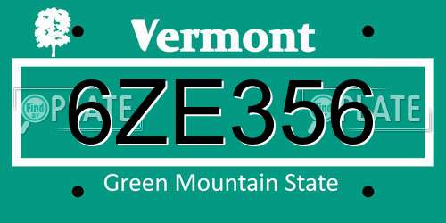 6ZE356 Vermont License Plate