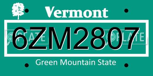 6ZM2807 Vermont License Plate