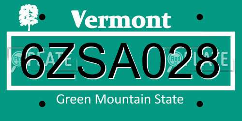 6ZSA028 Vermont License Plate