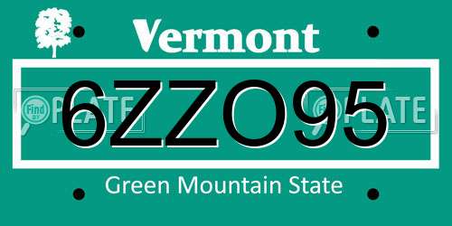 6ZZO95 Vermont License Plate