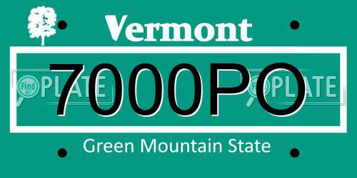 7000PO Vermont License Plate