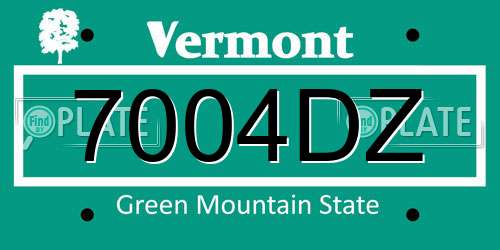 7004DZ Vermont License Plate
