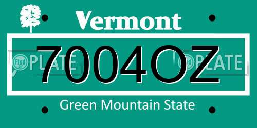 7004OZ Vermont License Plate