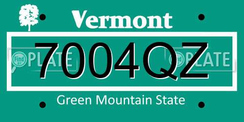 7004QZ Vermont License Plate