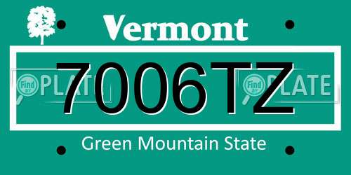 7006TZ Vermont License Plate