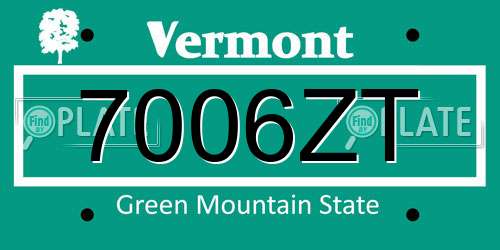 7006ZT Vermont License Plate