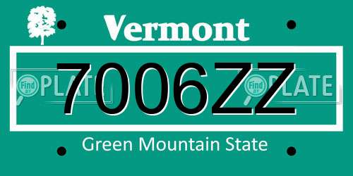 7006ZZ Vermont License Plate