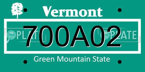700A02 Vermont License Plate