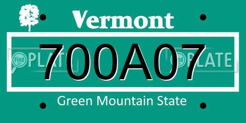 700A07 Vermont License Plate