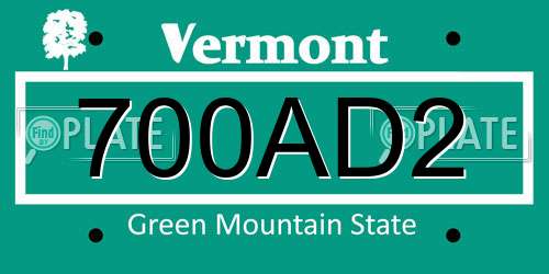 700AD2 Vermont License Plate