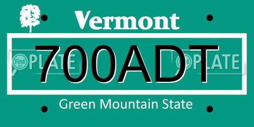 700ADT Vermont License Plate