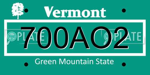 700AO2 Vermont License Plate