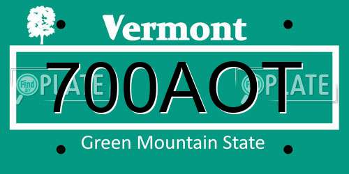 700AOT Vermont License Plate
