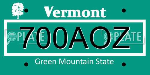 700AOZ Vermont License Plate