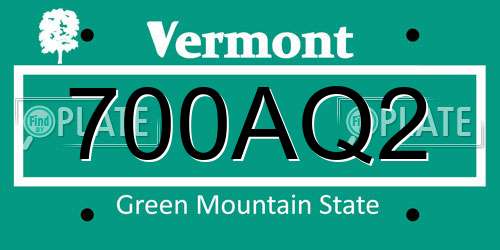 700AQ2 Vermont License Plate