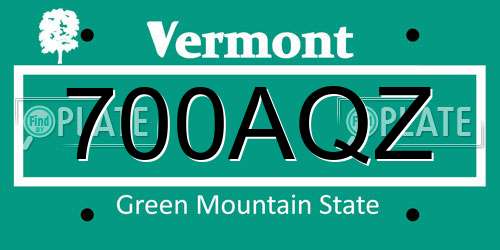 700AQZ Vermont License Plate