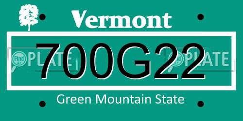 700G22 Vermont License Plate