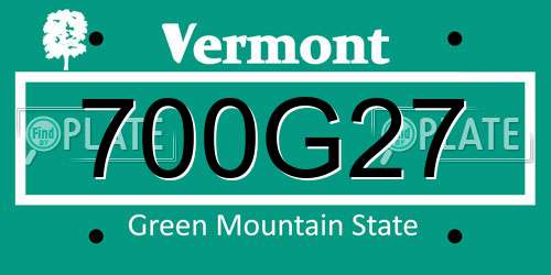 700G27 Vermont License Plate