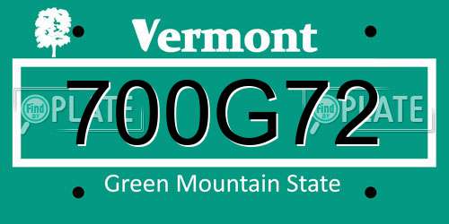 700G72 Vermont License Plate